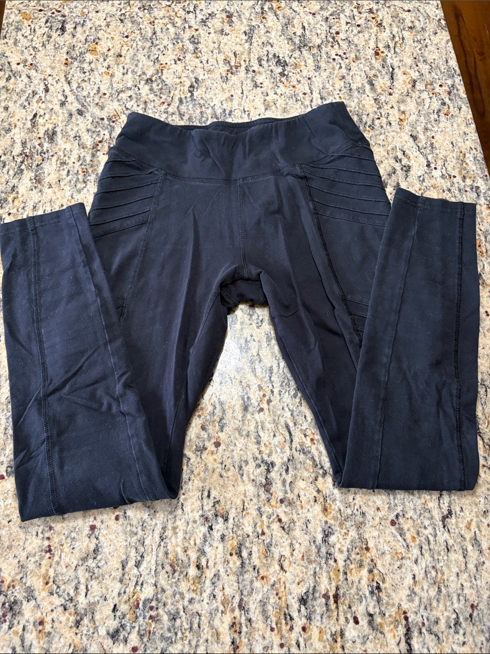Pact Organic Black Moto Ribbed Panel Leggings
